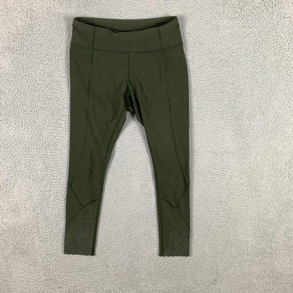 Lululemon Crop Leggings Womens 6 Olive Mid Rise Training Running Yoga Gym
